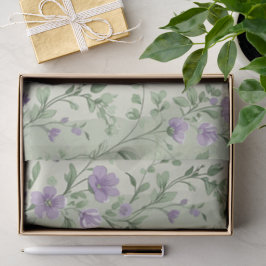 Papel De Seda Lavanda y diseño botánico verde