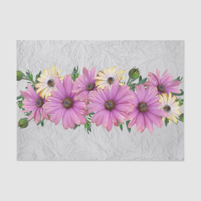 Papel De Seda Lavanda y margaritas amarillas (Anverso)