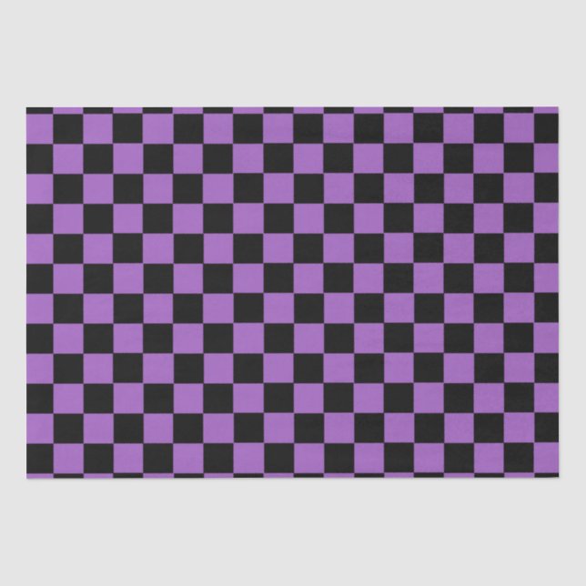 Papel De Seda Lavanda y patrón negro de verificación (Anverso)