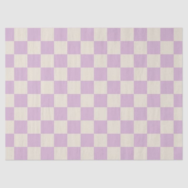 Papel De Seda Lavanda y tablero de verificación blanco desactiva (Anverso)