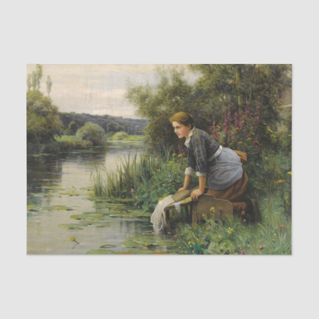 Papel De Seda Lavandera junto al borde del agua de Daniel Knight (Anverso)