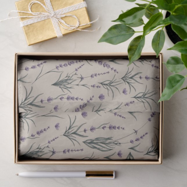 Papel De Seda Lavender Botanical Pattern Tissue Paper (Regalo )