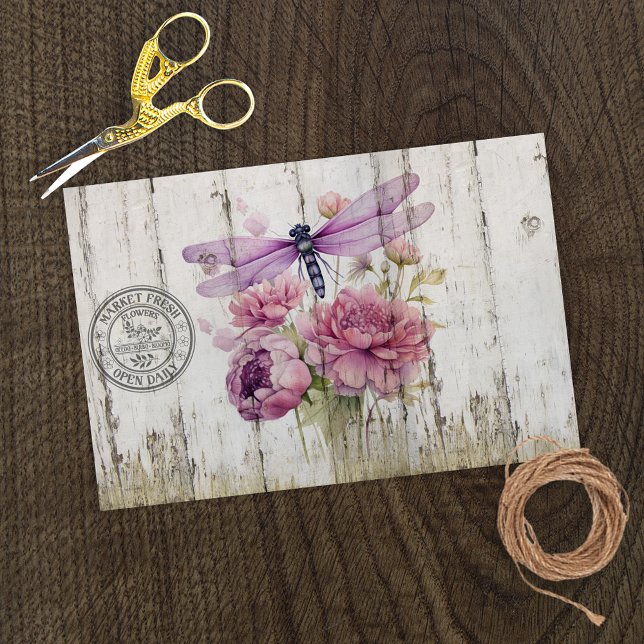 Papel De Seda Lavender Dragonfly Pink Peonies (Subido por el creador)