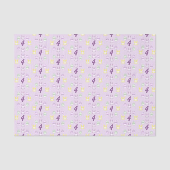 Papel De Seda Lavender Easter 4º cumpleaños (Anverso)