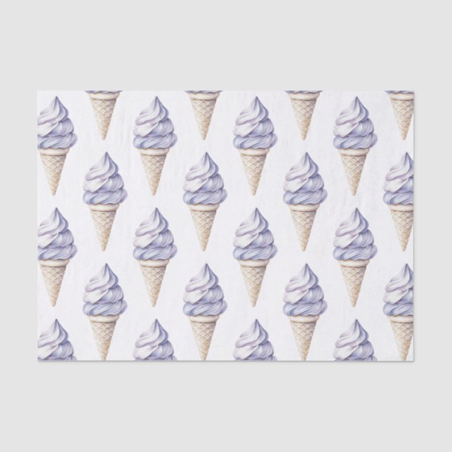 Papel De Seda Lavender Purple Ice Cream Cones Cumpleaños (Anverso)