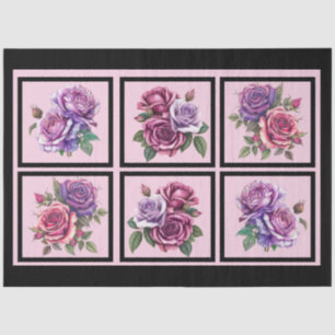Papel De Seda Lavender Rose Bouquets Tiled Decoupage