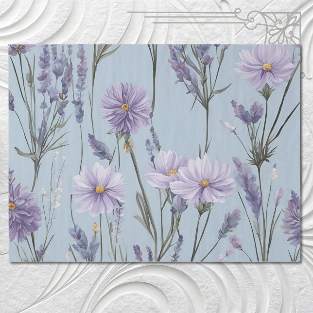 Papel De Seda Lavender White Daisy Boho Wildflower Decoupage (Subido por el creador)