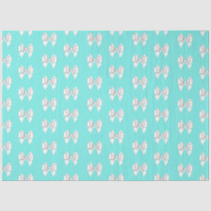 Papel De Seda Lazo blanco tema Tiffany azul aguamarina azulada f