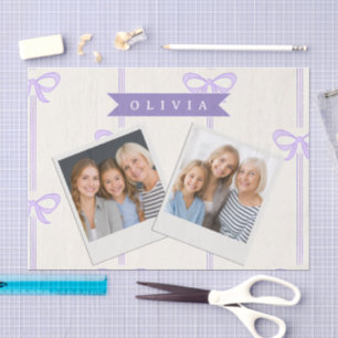 Papel De Seda Lazo Coquette Personalizado Nombre Estética Femeni