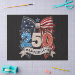 Papel De Seda Lazo de bandera americana 250 aniversario Patrióti
