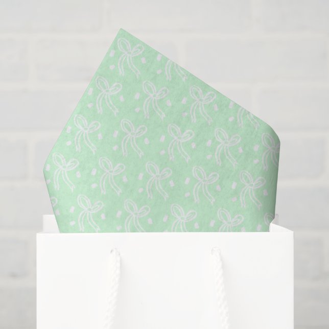 Papel De Seda Lazo de cinta Doodle delicado Fiesta Mint Blanco (Bolsa de regalo)