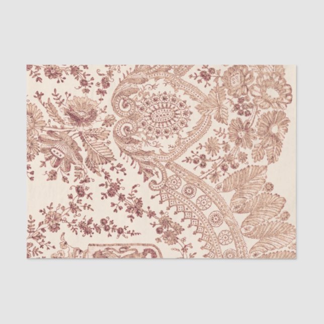 Papel De Seda Lazo Floral Rosa Con Rosas (Anverso)