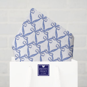 Papel De Seda Lazos azules costeros al acuarela