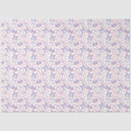 Papel De Seda Lazos Azules y Puntos Rosados