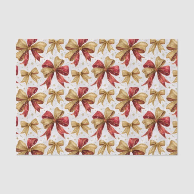Papel De Seda Lazos de Navidad de Oro Rojo (Anverso)