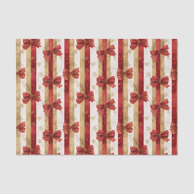 Papel De Seda Lazos de Navidad de Oro Rojo  (Anverso)