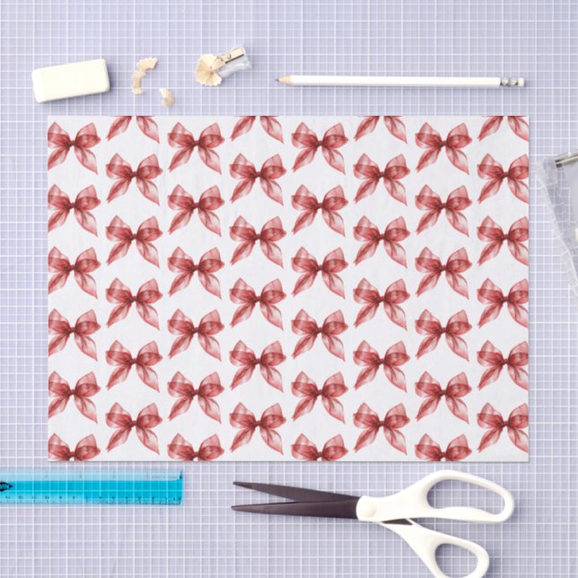 Papel De Seda Lazos Rojos Blancos Chic Cumpleaños (Artesanía)