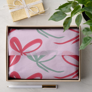 Papel De Seda Lazos rojos de Navidad verdes rosados dibujados a