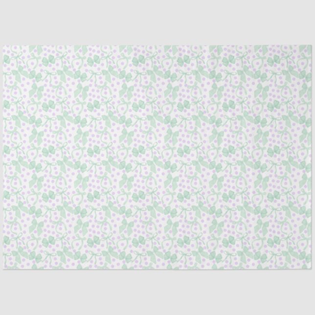 Papel De Seda Lazos Verdes & Puntos Morados (Anverso)