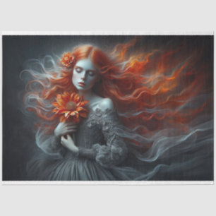 Papel De Seda Le Femme Red Haired Beauty Romance Fleur Decoupage