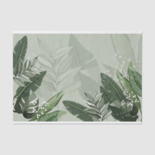 Papel De Seda Leafas verdes tropicales