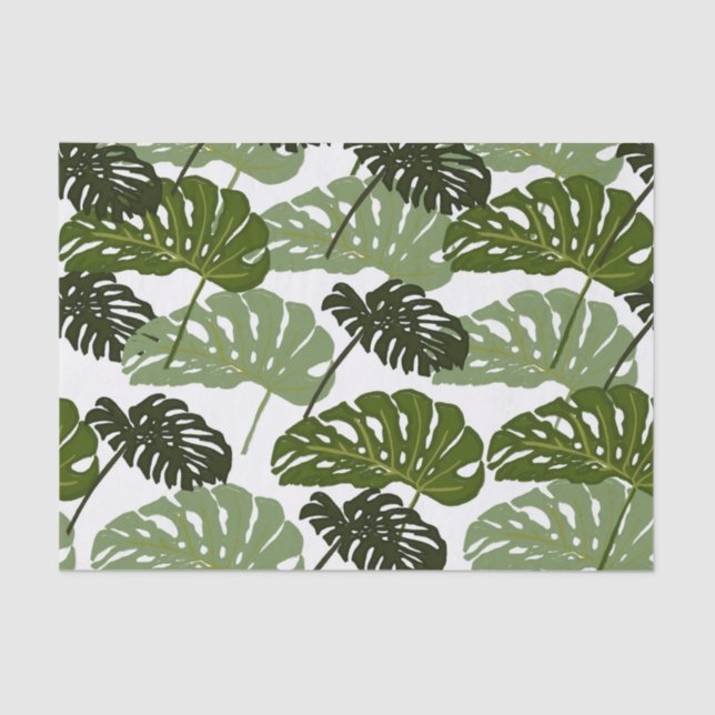 Papel De Seda Leafs de Monstera Tropical Verde (Anverso)