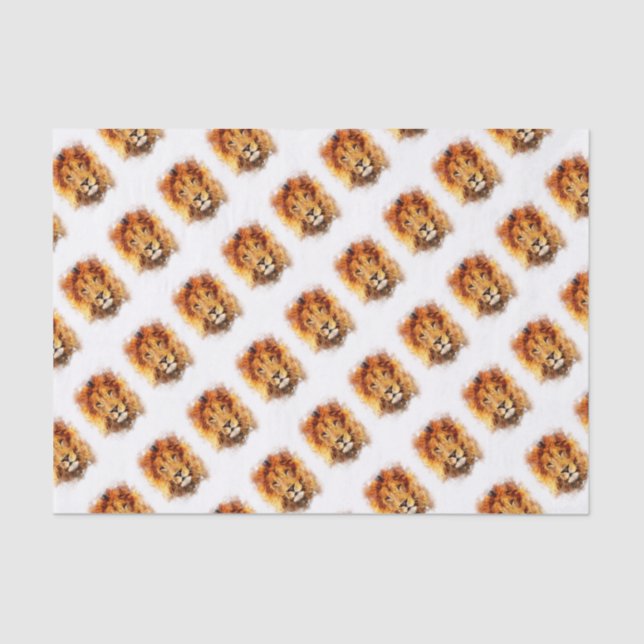 Papel De Seda Leão Aquarela (Anverso)