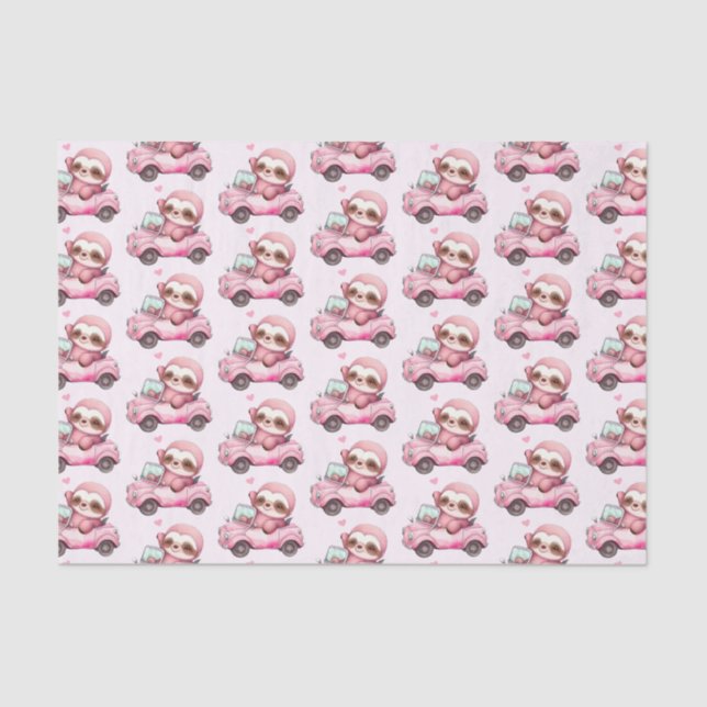 Papel De Seda Leche rosa sonriente en un patrón convertible (Anverso)