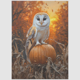 Papel De Seda Lechuza de Granero sobre Calabaza Otoño Decoupage