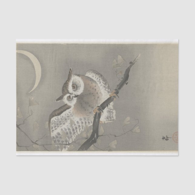 Papel De Seda Lechuza de larga trayectoria en Ginkgo, de Ohara K (Anverso)