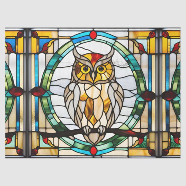 Papel De Seda Lechuza de vidrio con manchas falsas para el tejid (Anverso)