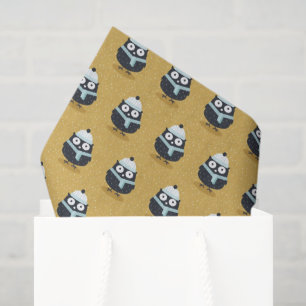 Papel De Seda Lechuza en el patrón invernal Gorra y escarf
