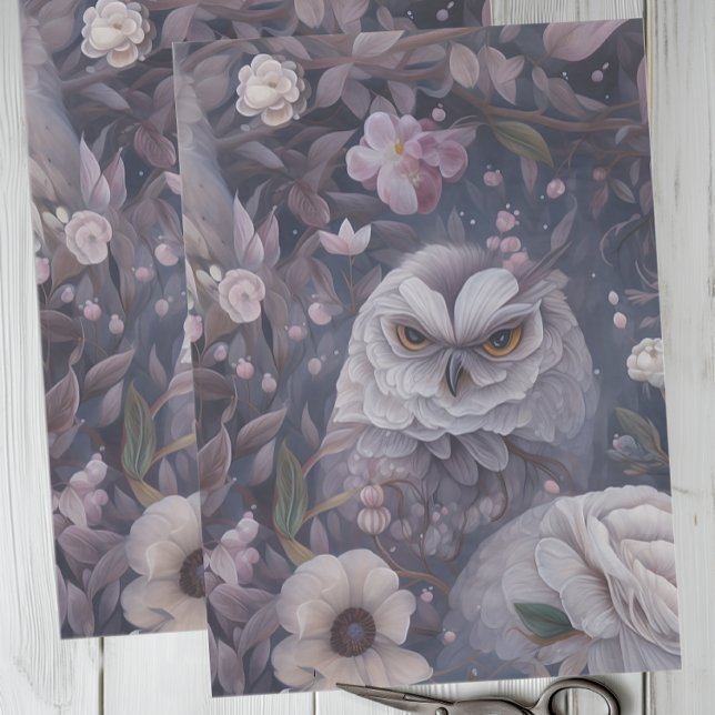 Papel De Seda Lechuza floral (Elegant Floral Owl Tissue Paper for Decoupage and Gift Wrapping)