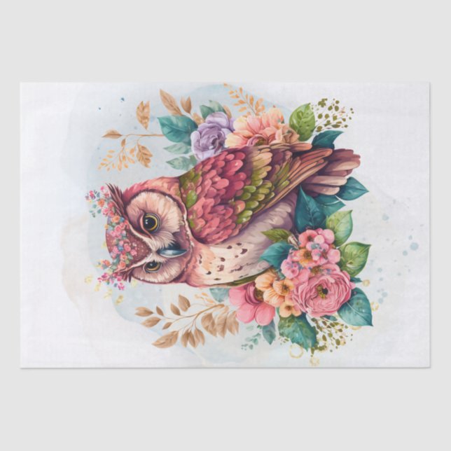 Papel De Seda Lechuza floral (Anverso)