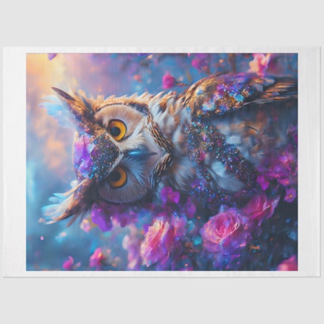 Papel De Seda Lechuza floral rosa (Anverso)