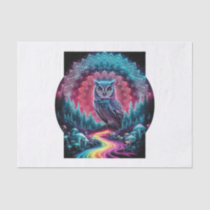 Papel De Seda Lechuza sicodélica Mandala - Arte forestal trippy