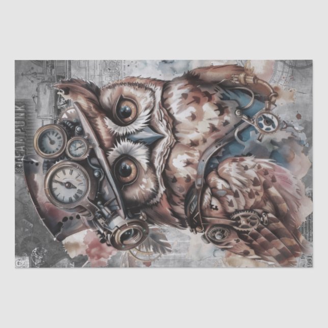 Papel De Seda Lechuza Steampunk (Anverso)