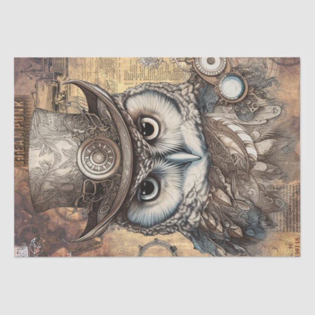 Papel De Seda Lechuza Steampunk (Anverso)