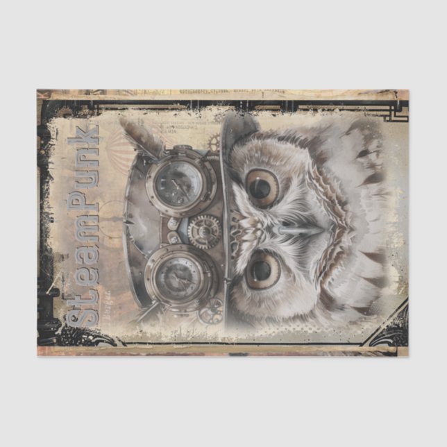 Papel De Seda Lechuza Steampunk (Anverso)
