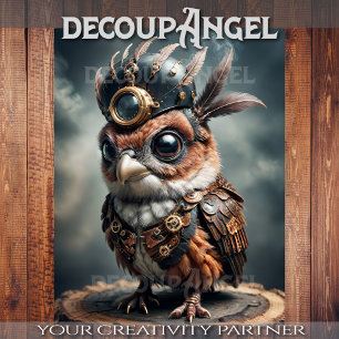 Papel De Seda Lechuza Steampunk Bebé -Decoupage-