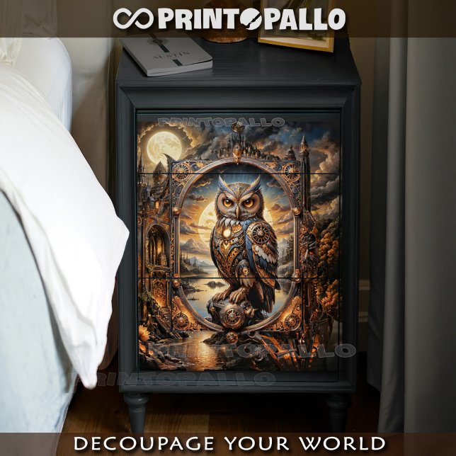 Papel De Seda Lechuza Steampunk en la puesta de sol apocalítica  (Subido por el creador)