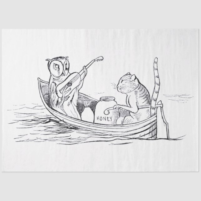 Papel De Seda Lechuza y el Pussycat (por Edward Lear) (Anverso)