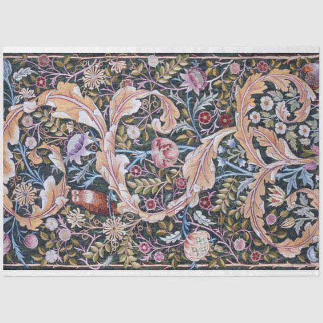 Papel De Seda Lechuza y flores, William Morris (Anverso)