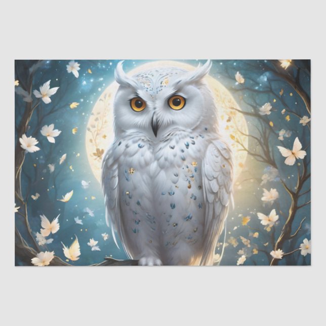 Papel De Seda Lechuza Y Luna De Nieve Con Espuma, (Anverso)