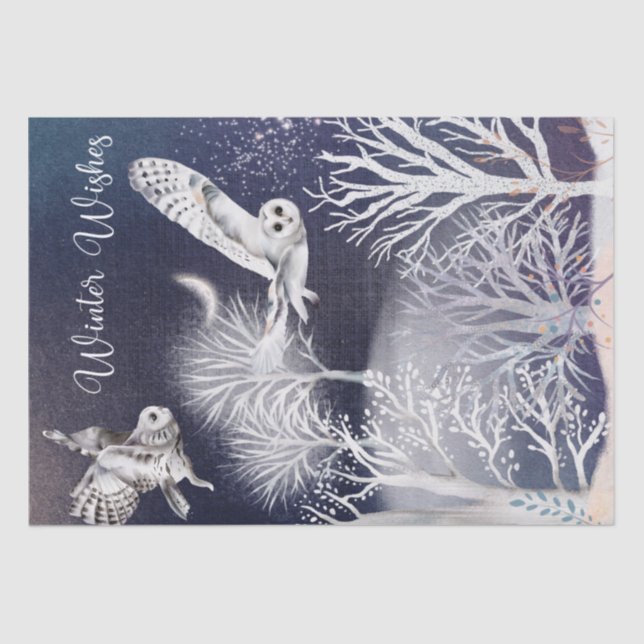 Papel De Seda Lechuzas de invierno de las navidades (Anverso)