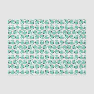 Papel De Seda Lechuzas singulares verde azuladas