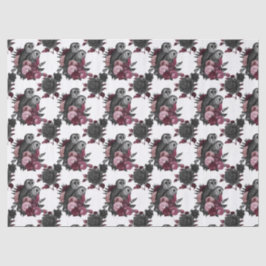 Papel De Seda Lechuzas y flores en la página de la desunión blan