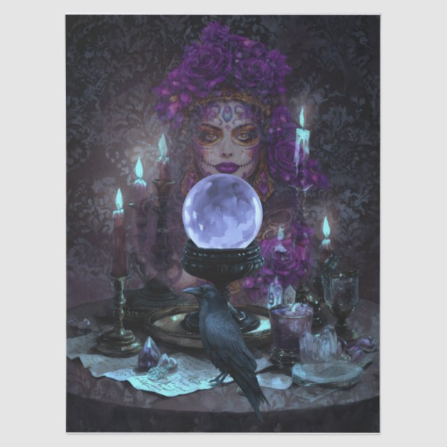 Papel De Seda Lector de Tarot Gótico Romántico Elegante Oscuro (Anverso)