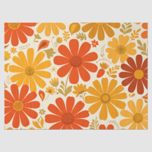 Papel De Seda Lejano Alegría Retró Daisies Naranja Quemado Oro