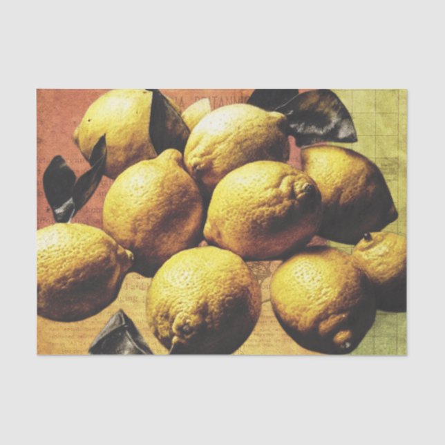 Papel De Seda Lemon fruits on old paper tissue paper (Anverso)